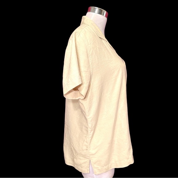 Silk Tropical Short Sleeve Blouse Top - Picture 5 of 13